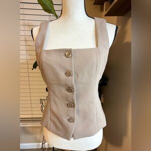 Abercrombie & Fitch Taupe Sleeveless Button Top